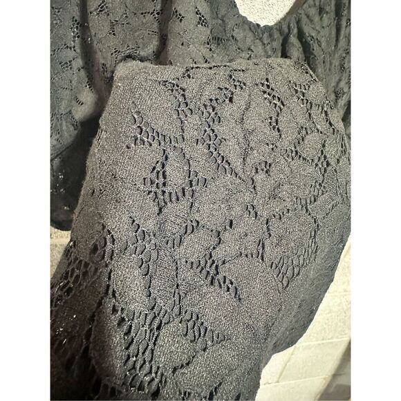 Hollister Floral Silk Shirt for Women Net Blouse Long Sleeves Black Medium Size - Picture 4 of 4